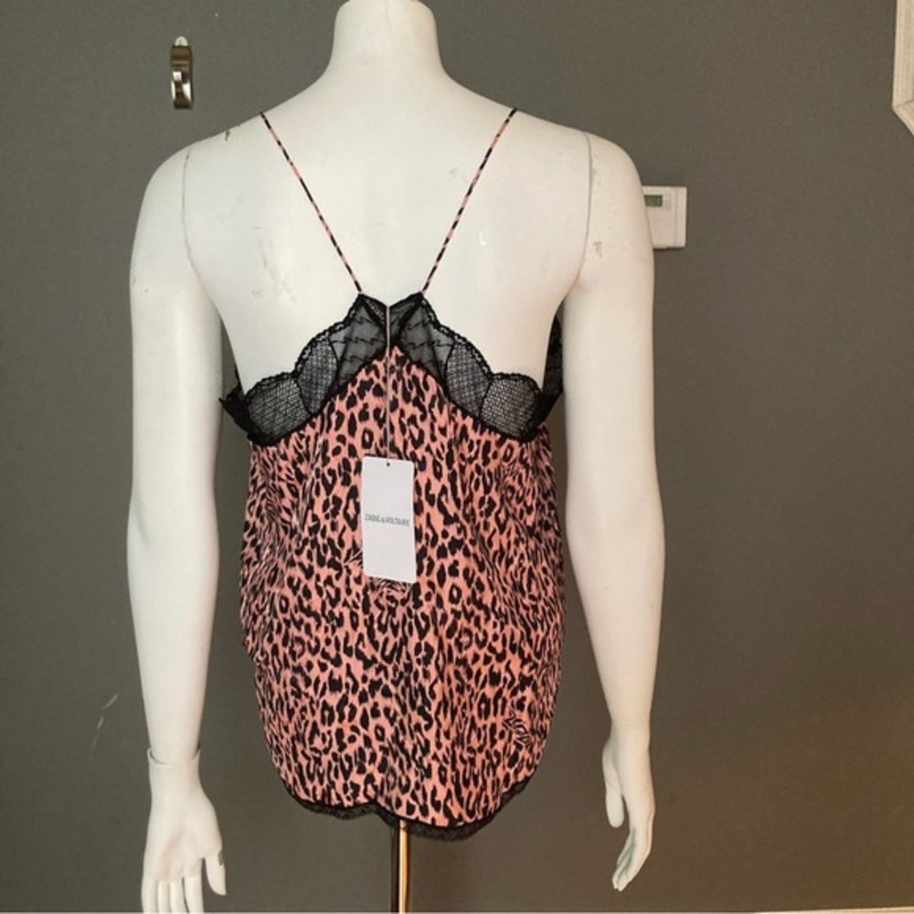 Zadig &‎ Voltaire top medium Slip Christy Camisole pink leopard lace silk NWT - Picture 4 of 12